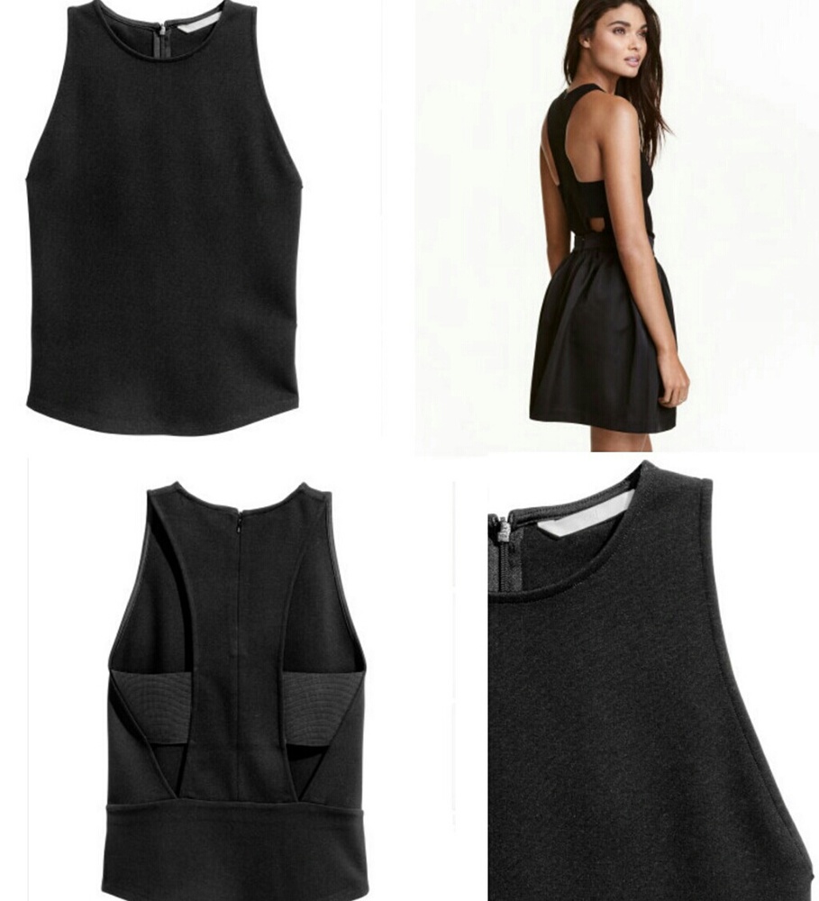 H&M Crop Cut-Out Back New Thick Jersey Top